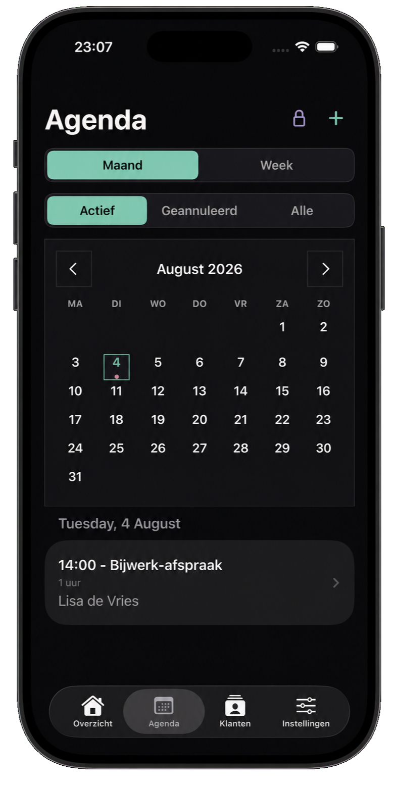 Studio Packs agenda-app op een iPhone